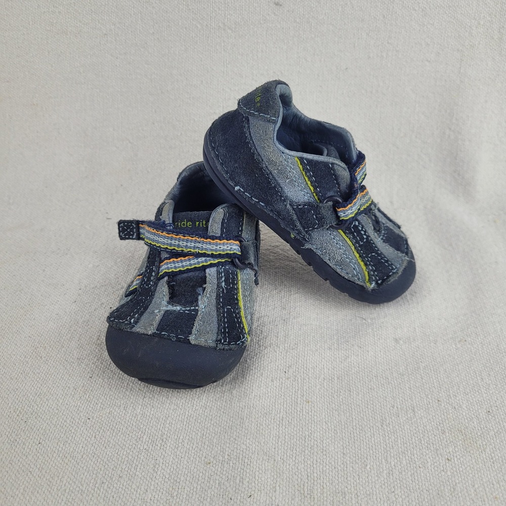 Stride Rite SRT Baby Boy Navy Blue Grey Suede Soft Motion Sneakers Size‎ 4.5W